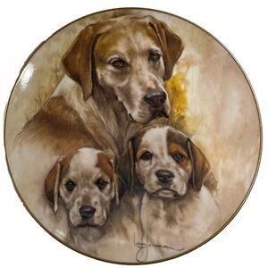 LEO JANSEN MY FAVORITE PETS‎ "POINTERS" 1983 LIMITED EDITION PLATE, 8 1/2" DIA
